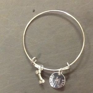 Silver Animal Lover w/Dog Bone Bracelet